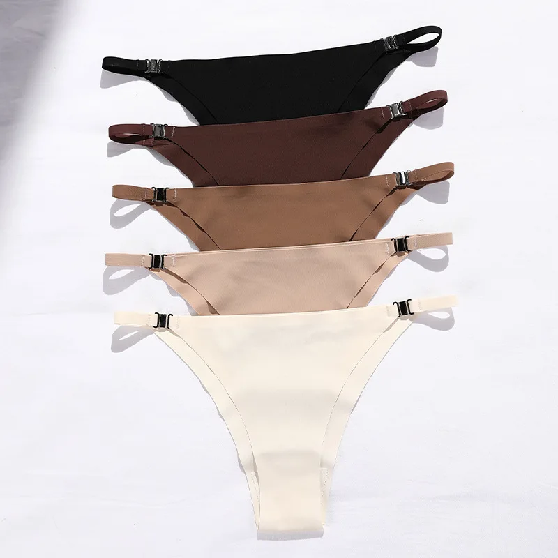 Fine Metal Buckle Thin Belt Seamless Ice Silk Underwear Large Size Pure Cotton Crotch T Pants