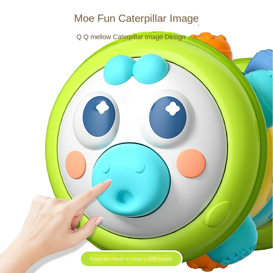Caterpillar Drum Toy for Infants Early Education Exercise in Plastic for Crawling and Finger Grasp Training for 5-7 Years