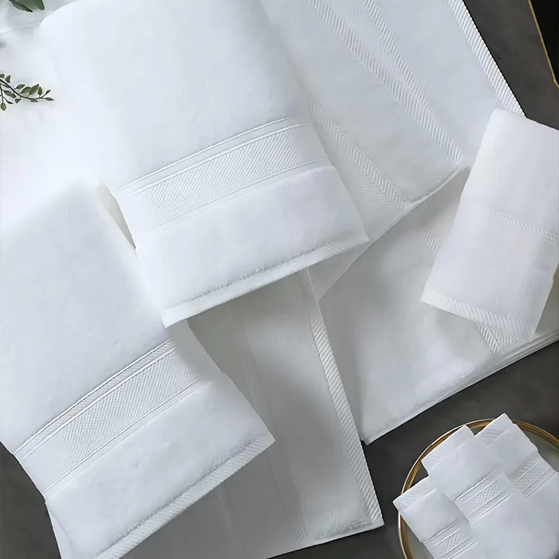 High quality 100% cotton 5-star bath towel China Factory Hotel white cotton towel