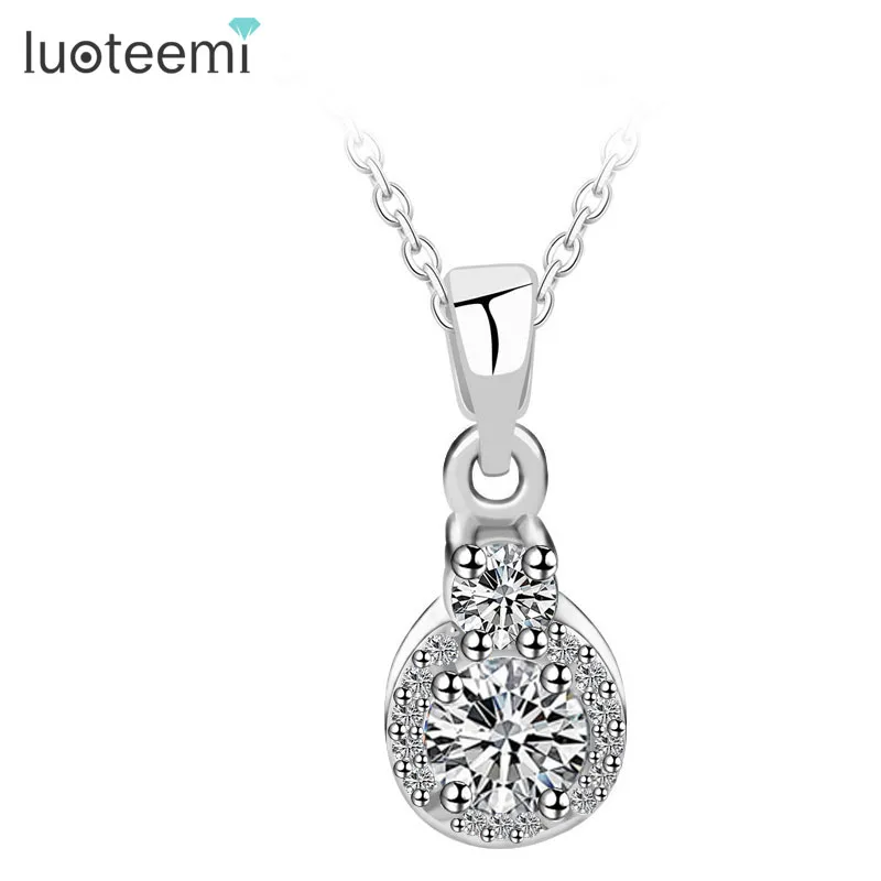LUOTEEMI Hot Sell Cubic Zirconia Crystal Pendant Necklace For Women Trendy Women Fashion Jewelry