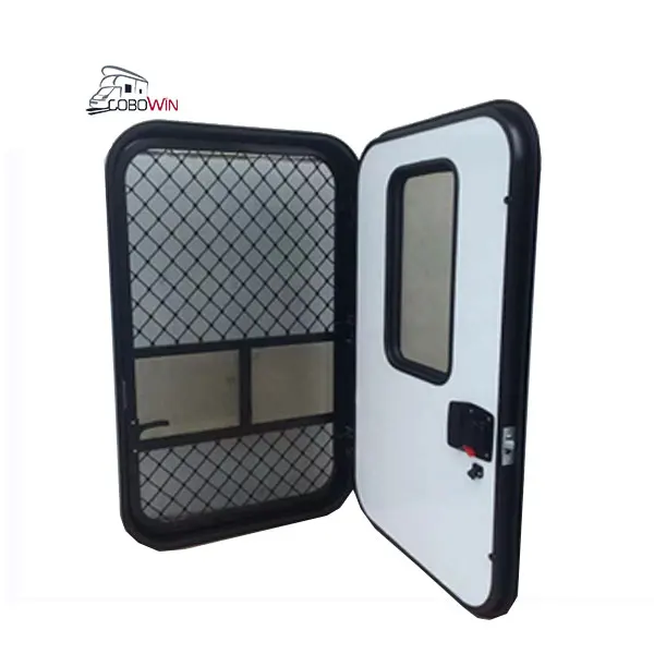 Custom Aluminum Alloy Truck Camper Teardrop Small Door And Windows With Glass Mosquito Curtain RV Caravan Camper Trailer Door