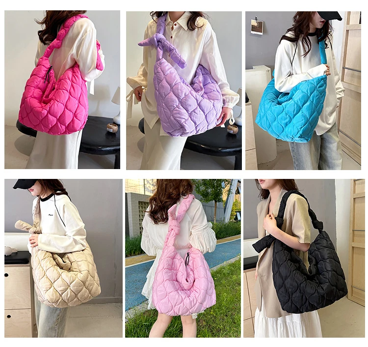 Fashion New Ladies Cute Clouds Bag Puffer Bubble Tote Bag Wrinkle Soft Shoulder Large Capacity Crossbody Bag for Women