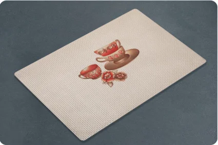 OEM Printed Cotton Linen Table Plate Napkin Ice Cream Design Waterproof for Dining Room Country Style