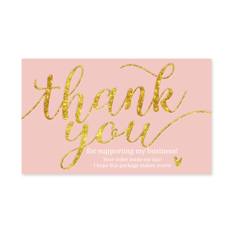 Cheap 30pcs/Bag Pink Gold Foil Paper Card for Gift Box Recycled Thank You Greeting Gift Card for Small Business Packaging Use