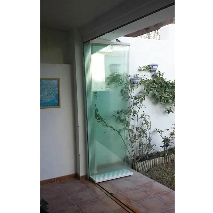 Topbright aluminum hardware water proof tempered lowes glazed exterior glass frameless folding doors