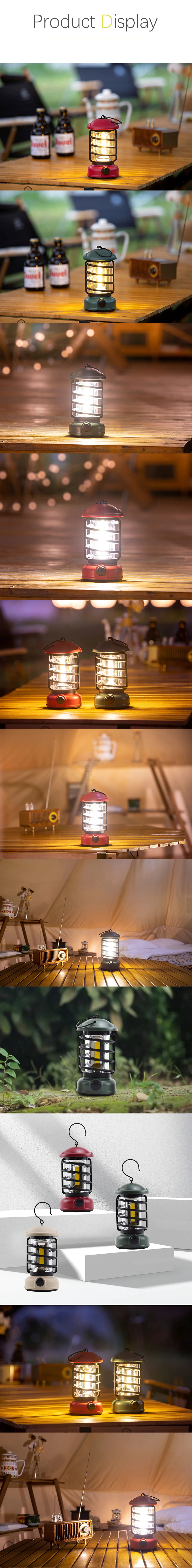 Newish Outdoor Garden Metal Hanging Lamp 3*AA Battery COB Retro Camping Light Lamp Vintage Portable LED Tent Camping Lantern
