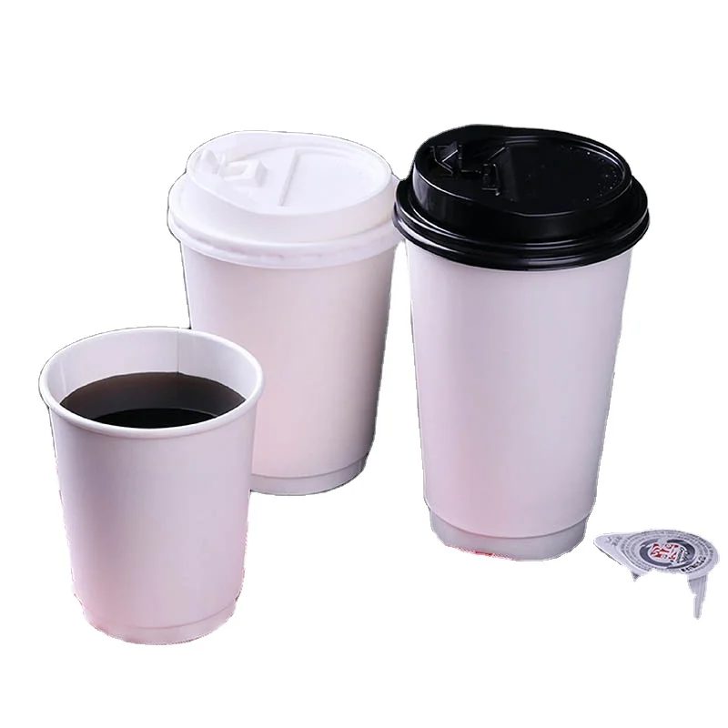 Hot Coffee Paper Cup Black Disposable Double Wall Gold Foil Stamping Custom Logo All 4oz 8oz 12oz Craft Gsm Style Time Packaging