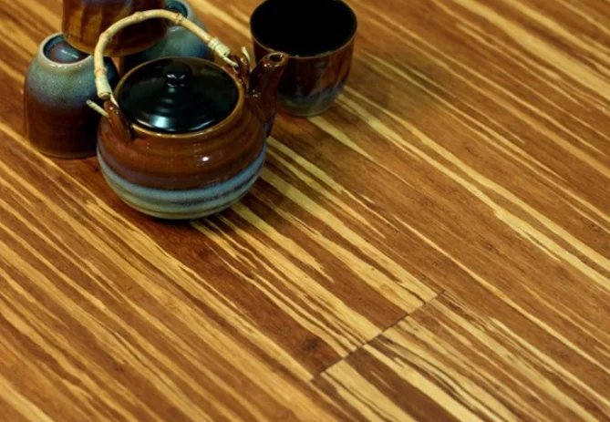 Elegant 14mm Thick Tiger Stripe Bamboo Flooring Compressed Home Decking with Glue Installation Waterproof and Charcoal Finish