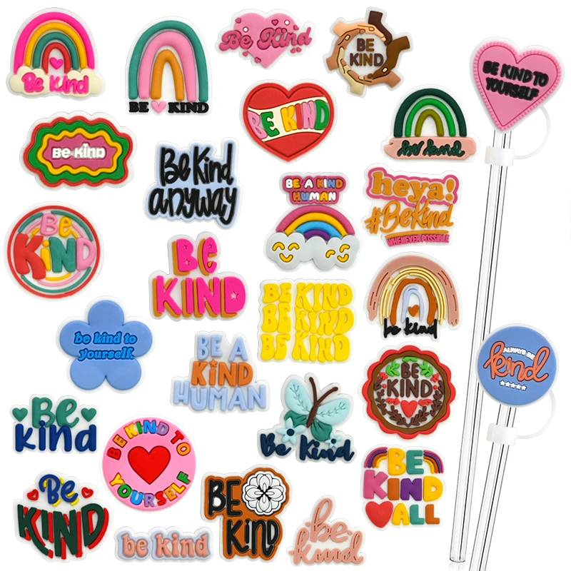 Wholesale Cute Style Phrase Series Straw Covers 8mm Drinking Straw Tips Cover Accessories For Bar Bulk Packed