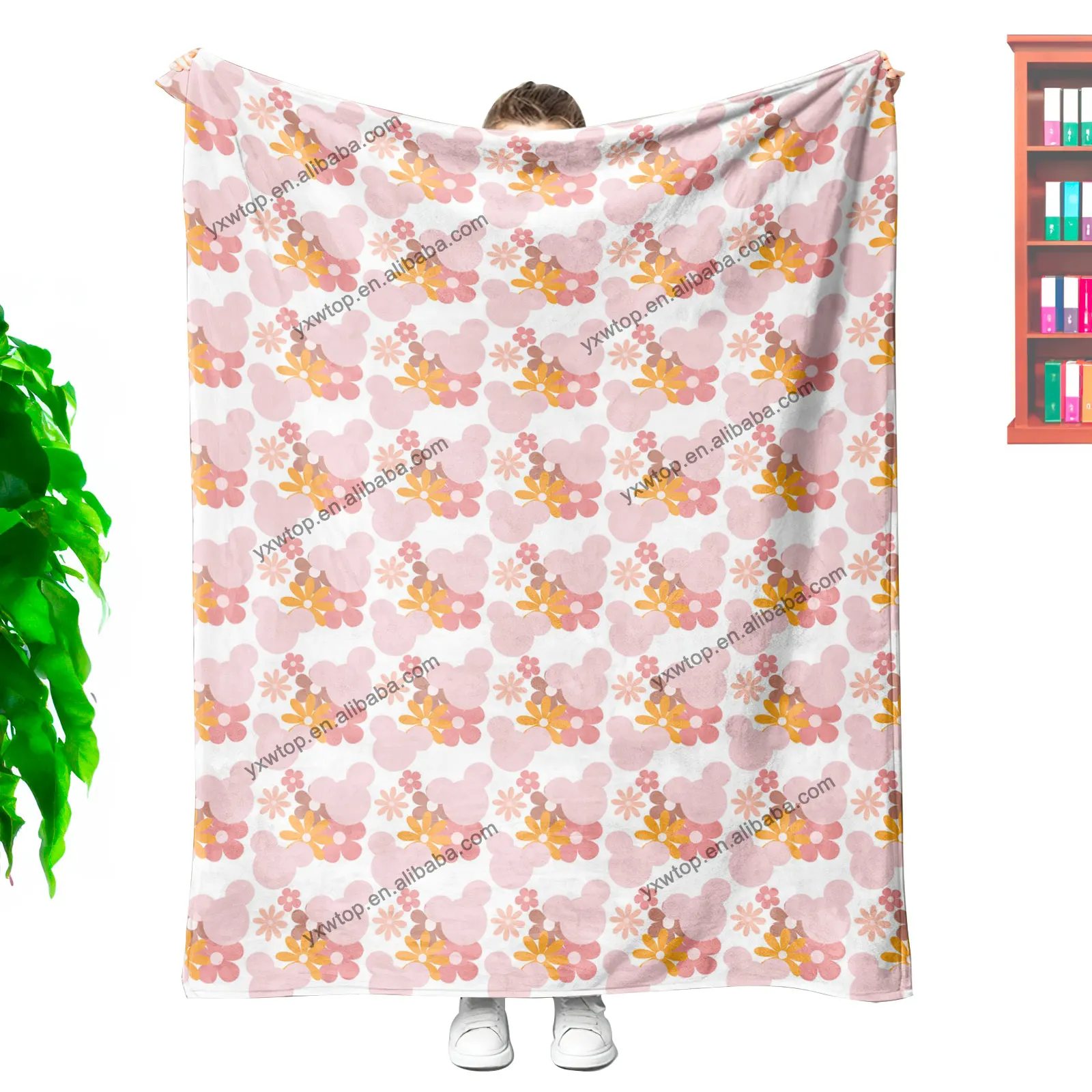 valentines day gift Wholesale Customized  cute micky mouse love pattern Valentine Sublimation Super Soft flannel Throw blankets