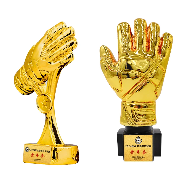 Football trophy custom resin Golden Boot Scorer League goalkeeper trophy wholesale gold plated sculpture football player trophy