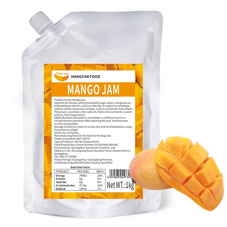 Tea Ingredients Fruit Jam for Milk Tea Mango Fruit Sauce 1KG PUREE fruit jam