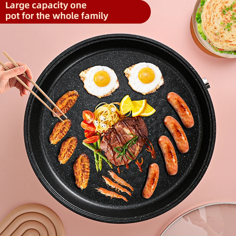 Chukang non stick электрическая сковорода для пиццы OEM 38 Бытовая многофункциональная двойная ручка большой электрический гриль из алюминия