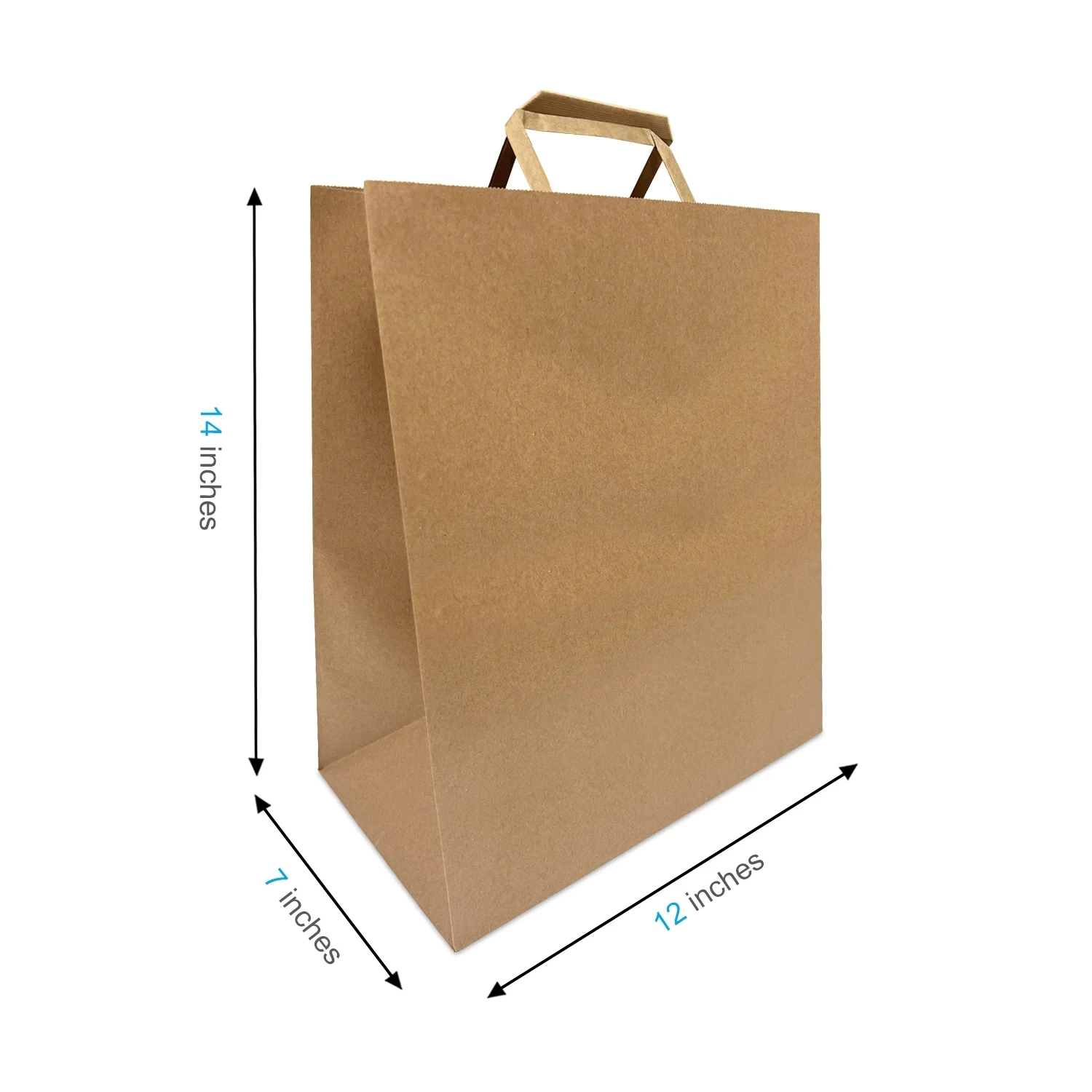 Kraft Paper Bags with Flat Handles 12x7x14 inches