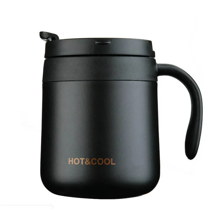 HDT hot milk custom logo tea 350ml 12oz matte black thermo vaso termos stainless steel tumbler bulk coffee mug with lid handle