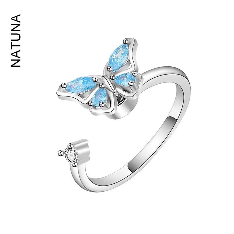 Wholesale Newest Wedding Rings Couple Butterfly Fine Jewelry 925 Sterling Silver Resizable Butterfly Ring For Women