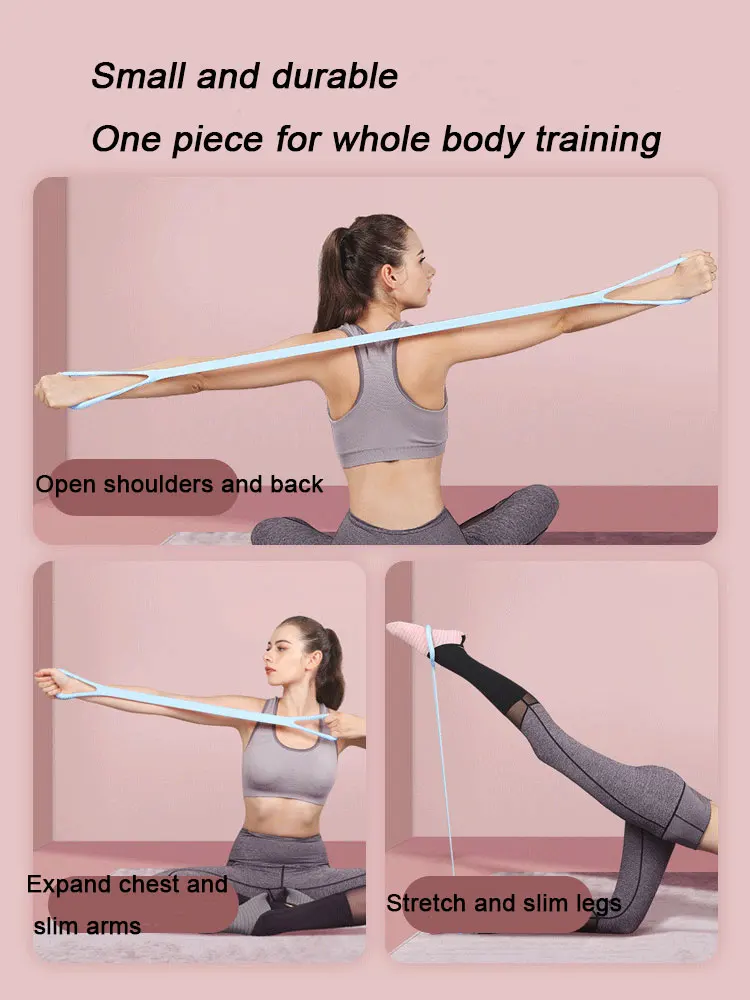 Figure 8 Fitness Elastic Band with Handles Arm Back Training Elastic Ropes for Physical Therapy Yoga Pilates Stretching