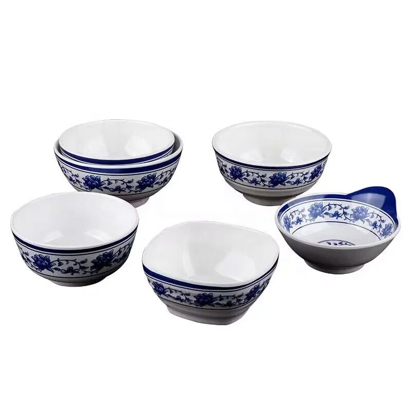 Chinese traditional style blue and white porcelain melamine bowl cheap A5 100% Tableware  Bowl Seasoning Bowl
