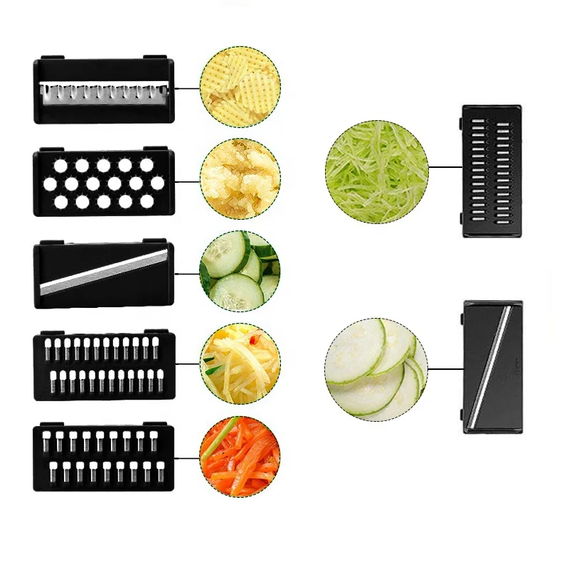 Latest H673 Kitchen Multi Functional Shredder Wet Fruits Drain Basket Blade Cutter Manual 9 in 1 Slicer Vegetables   Chopper