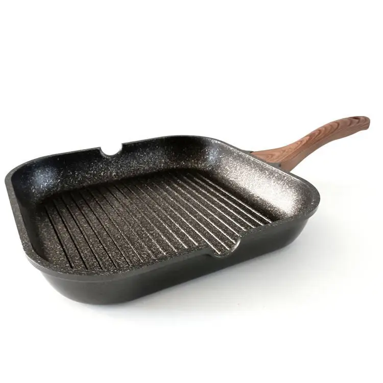 Manufacturers stock steel handle double bottom frying pan sanding non-stick aluminum frying pan