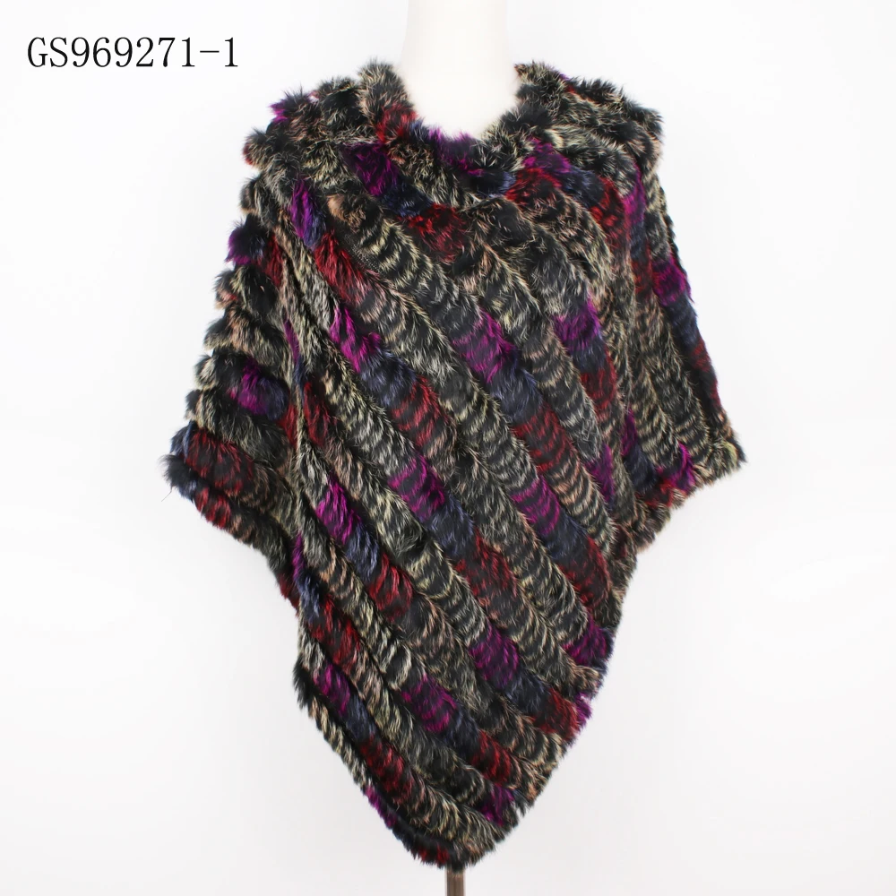 Новинка 2021 стильное Вязаное пончо из натурального кроличьего меха Женская шаль пашмины