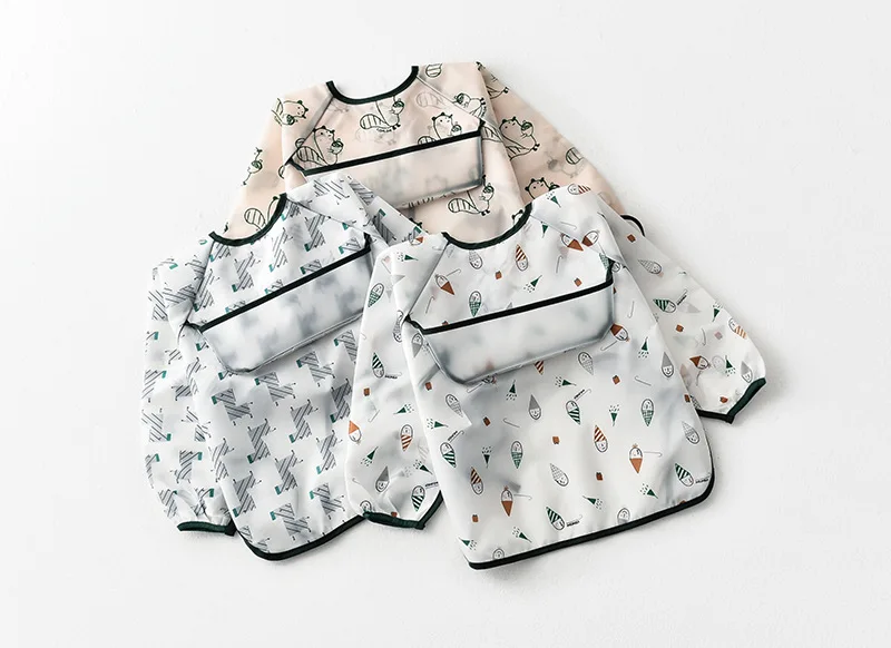 
Toddler bibs baby apron waterproof baby child clothes bibs long sleeves baby bibs 