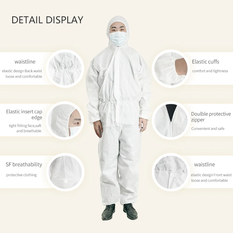 Protective Workwear Waterproof Anti-static Coveralls Buzo Mameluco Overol Type 5 6 Microporous Jumpsuit Disposable Overalls CE