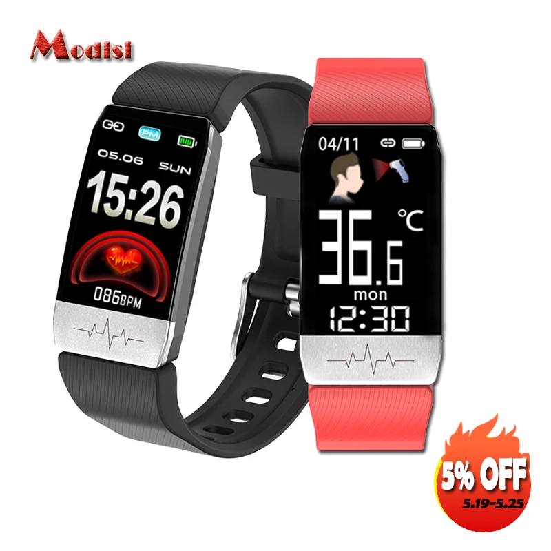 
 T1s Смарт-часы температуры мужские умные часы водонепроницаемый сердечного ритма температуру тела часы Смарт-часы Android Спорт  