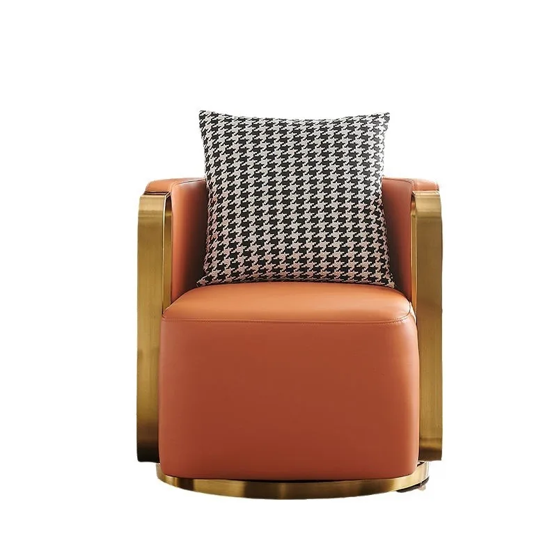 Luxury single sofa chair Nordic living room rotatable lazy chair modern minimalist leather chair