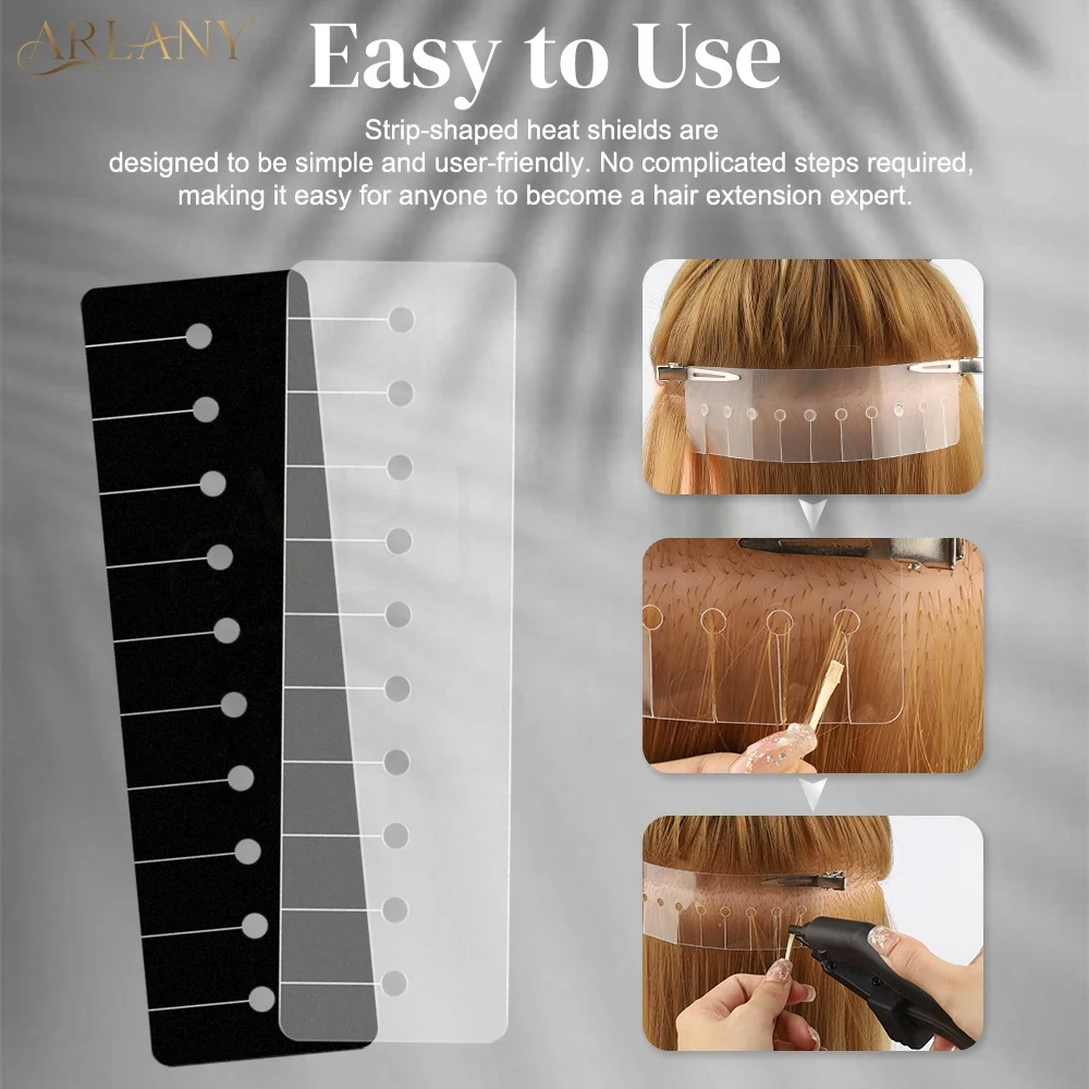 ARLANY Keratin Hair Extension Heat Protector Shields Guards For Working With Fusion Hair Extensions Shield Bonding Tools