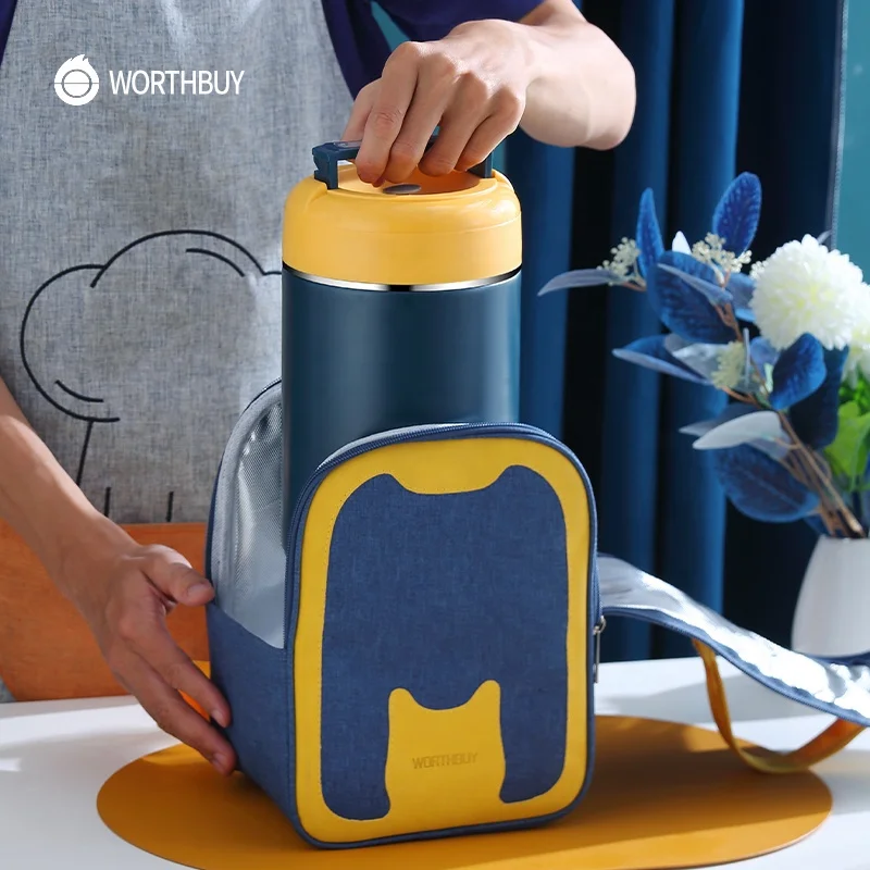 WORTHBUY Office School Food Jar 304 Stainless Steel Food ContainerThermal Vacuum Insulated Lunch Box For Cold and Hot Food