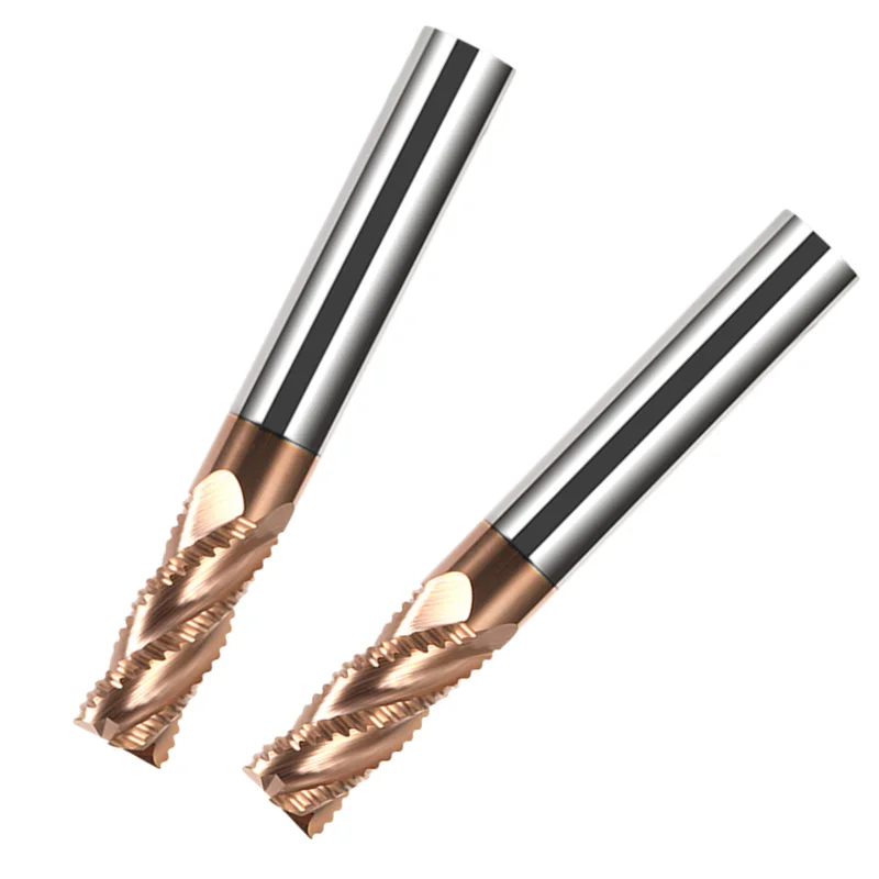 Tungsten steel roughing end mill steel 4 flute open roughing milling cutter with extended coating wave edge