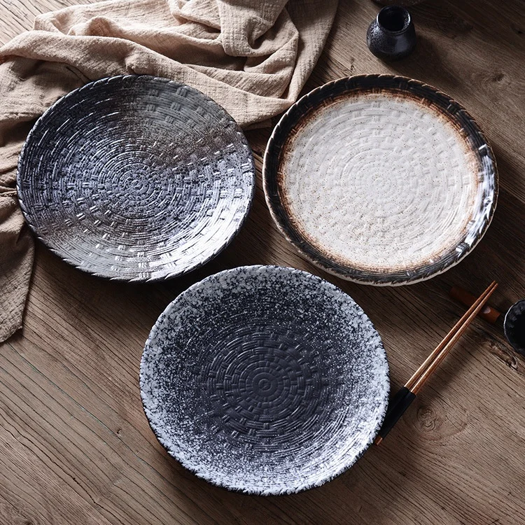 Creative Bamboo Circle Japanese Sushi Tableware Steak Western Plate Restaurant Snack Dim Sum Fish Plate
