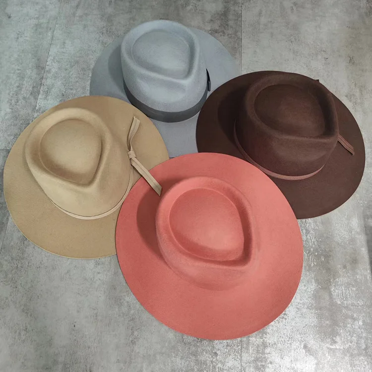 100% Wool Custom Hard Brim Fedora Hat Wholesale