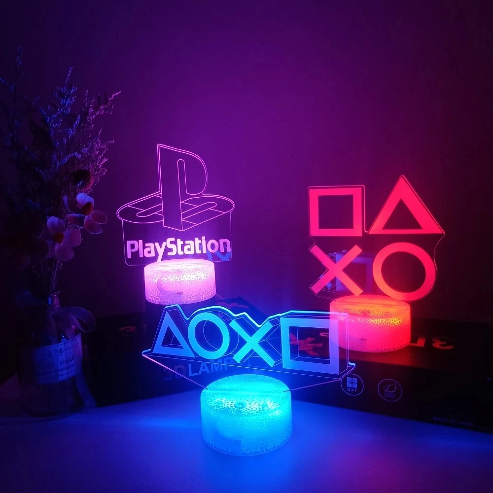  Ночник 3D для игровой комнаты настольное освещение декор на стол игровая консоль значок логотип сенсорный светильник детей прикроватный
