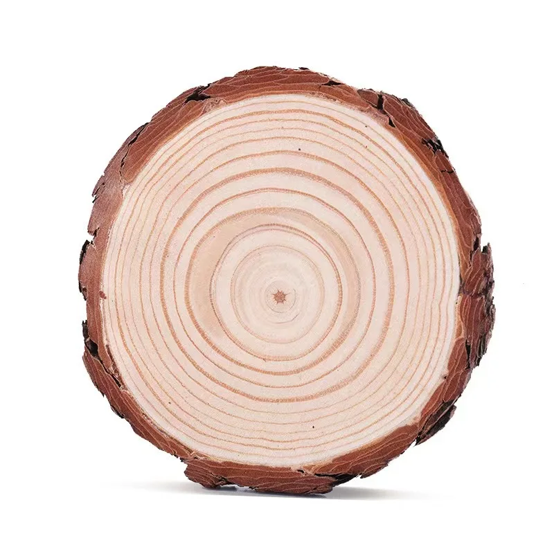 2024 Promotional Unfinished Wood Circles Wood Rounds Natural Wood Slice Centerpieces for Christmas Ornaments and Wedding Decor