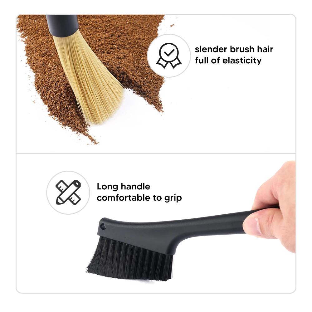 I Cafilas Double Head Coffee Cleaning Brush BPA-Free Head Sweeping Plate Brush Tail Cylindrical Brush