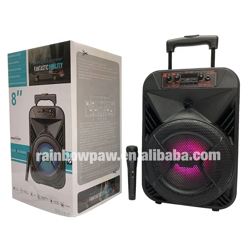 Прямая цена от производителя Kts Gts-1530 тележка открытый беспроводной динамик Bt 8 дюймов басовый караоке-динамик с микрофоном