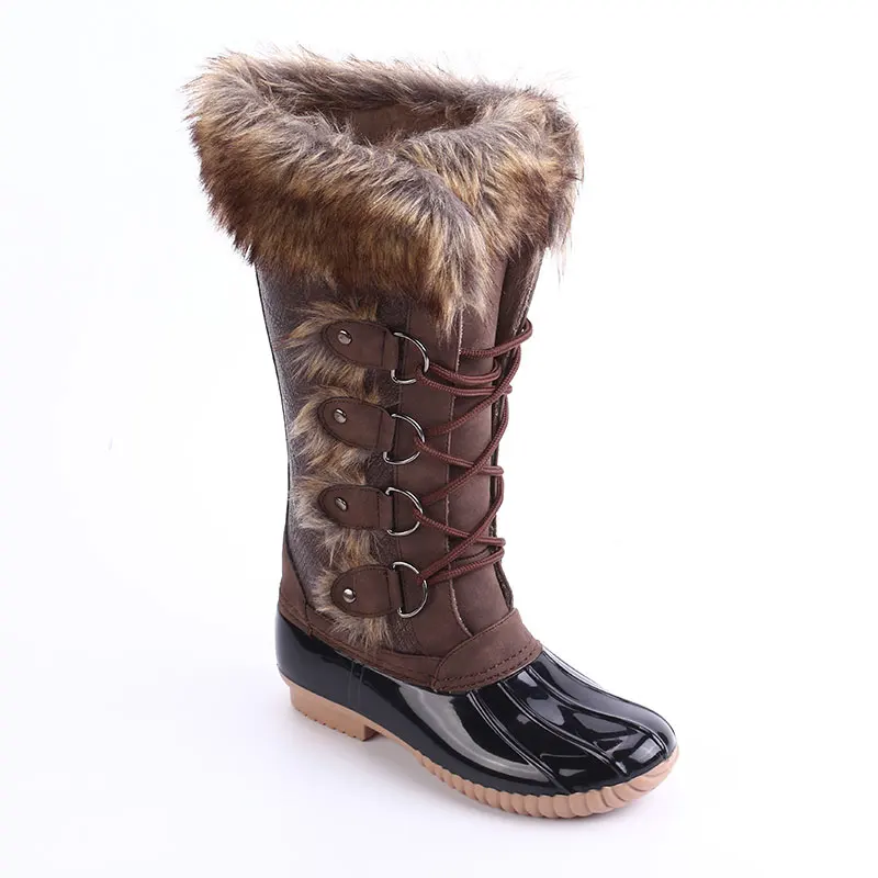 Wholesale Lace Up Waterproof Fashion Winter Duckboots Boots Women Shoes