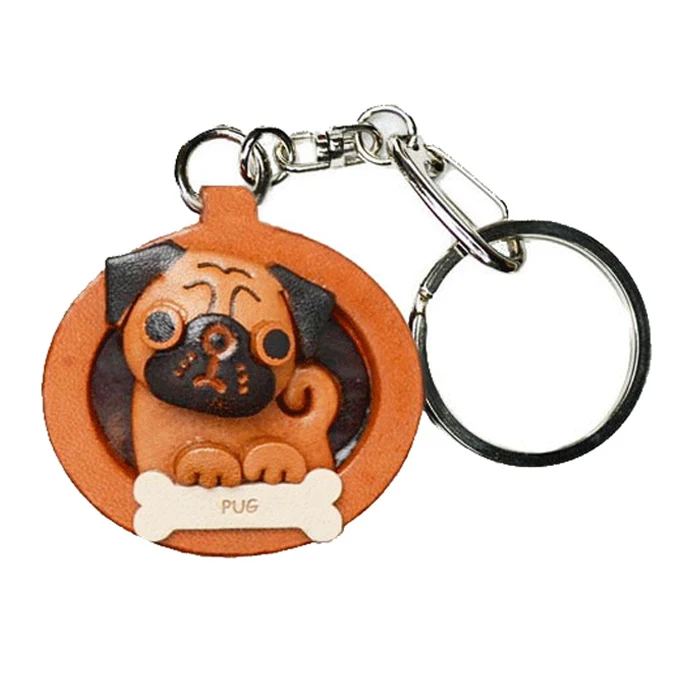 Perfect gift breeds product premium handmade classic leather keychain dog crafts