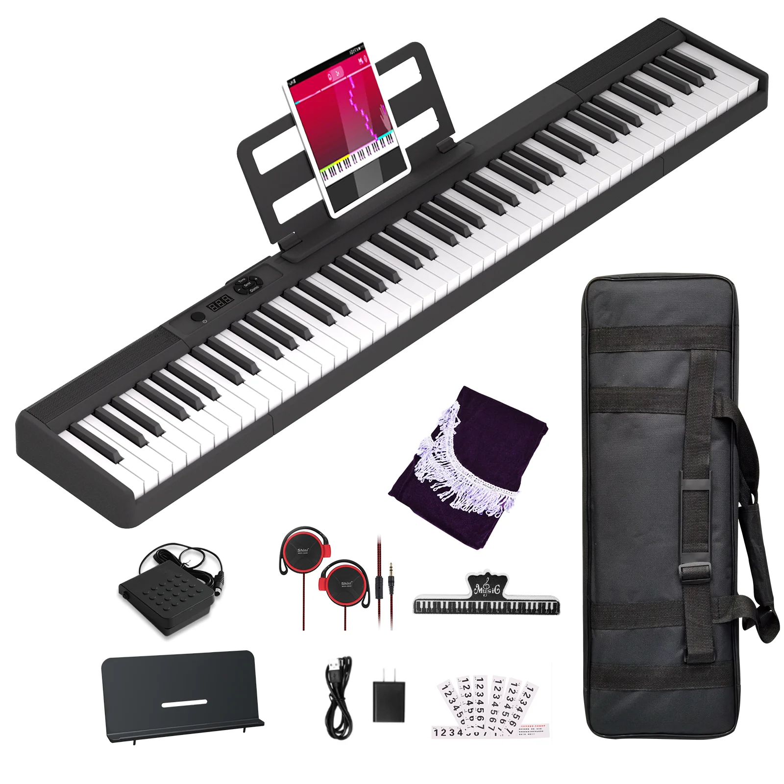 High Quality BX16 88 Keys Lightweight Piano Keyboard Electronic Digital Piano App Teaching Music Keyboard