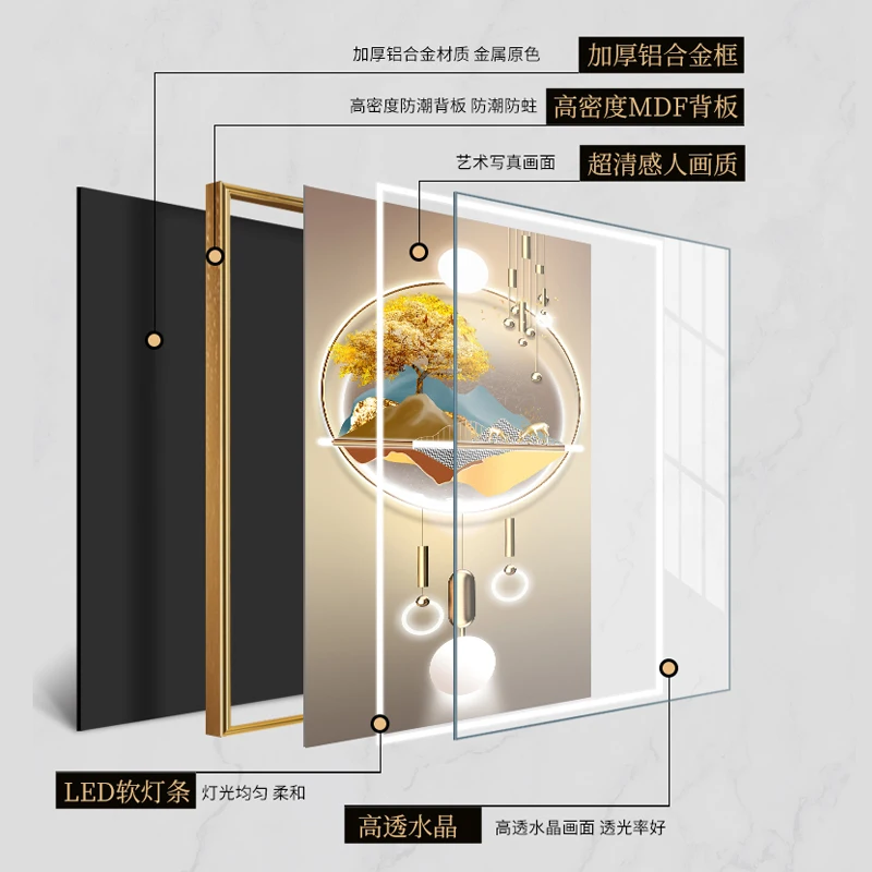 Decorative painting of deer entrance porch northern European light luxury high-end corridor hanging painting led painting