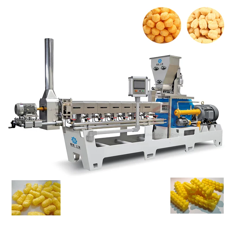 Automatic Twin Screw Puffing Production Line Cheese Ball Puffed puff corn snack making machine