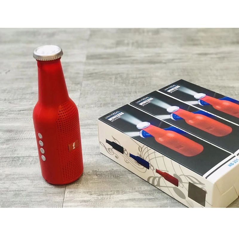 2020 New Bottle Shape Mini Blue-tooth Flashlight Wireless Speakers Subwoofers BT/TF/USB NB201