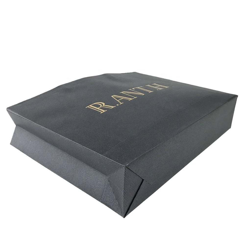 
Top Quality foldable personalised black shopping paper handle bags with logos 