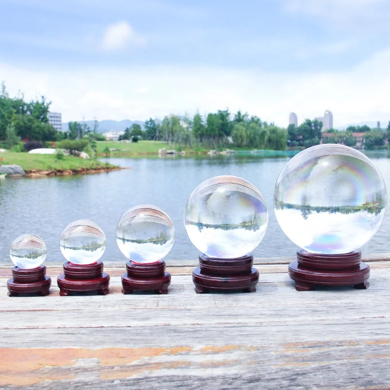 
Pujiang factory wholesale lensball with stand for photography clear K9 80mm crystal ball sphere 