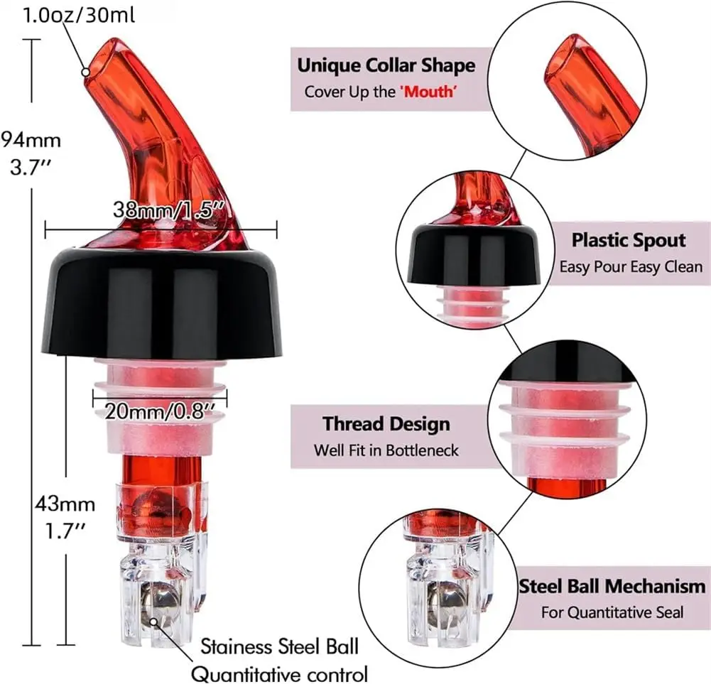 1oz/30ml Automatic Measured Bottle Pourer for Alcohol Measuring Beverage Wine Cocktail dispenser Home Bar Tool