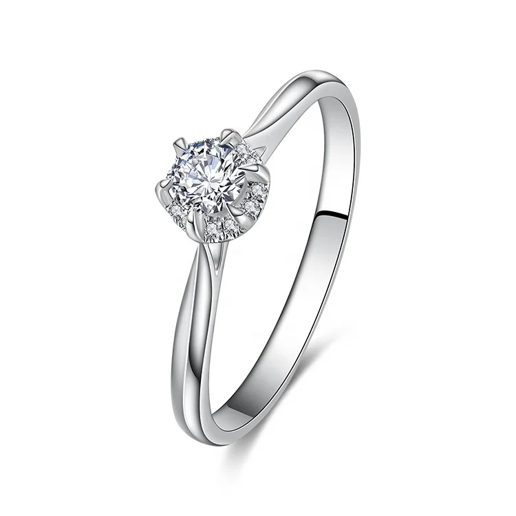 Genuine Diamond Anniversary 18k White Gold Diamond Pave Fine Jewelry Ring