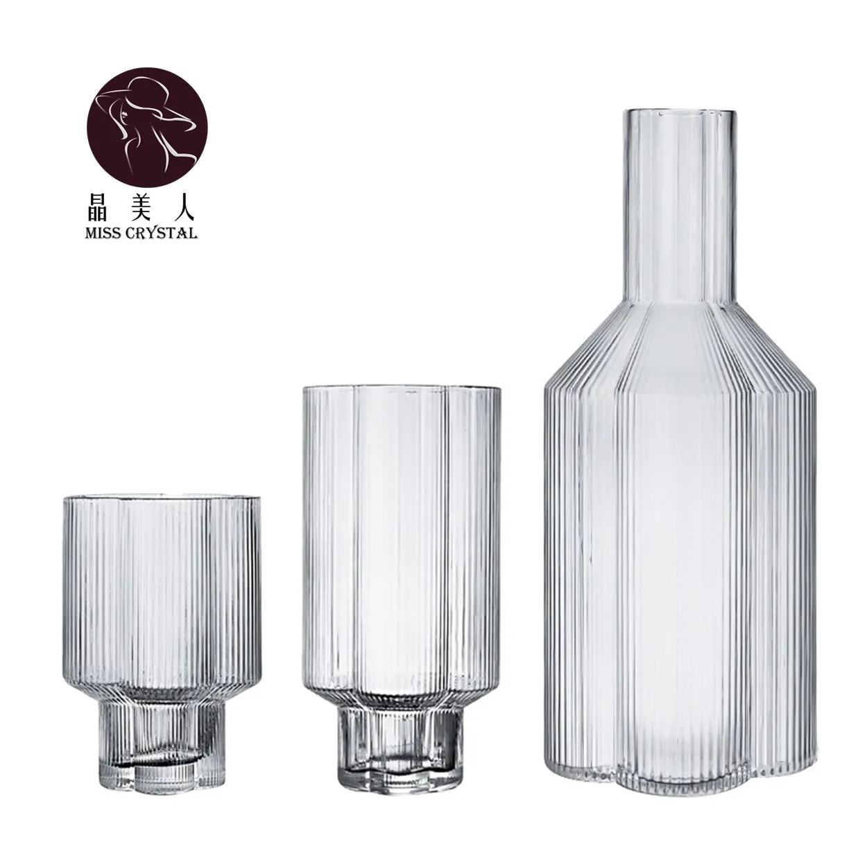 Винтажные ребристые стеклянные стаканы для питья воды графин с вертикальными полосами сока безопасные посудомоечной машины