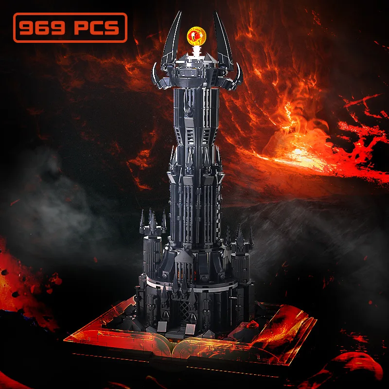 Новое поступление собранная 3D модель MOC Dark Tower Lord мини-кирпичная Магия кольца Barad Dur строительные блоки игрушки для ребенка подарок